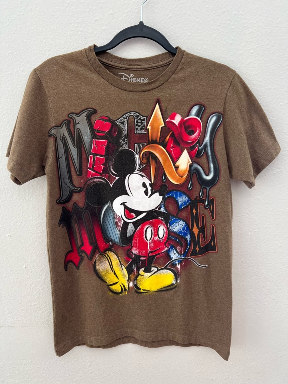 Disney Mickey Mouse Graphic Tee Brown Small